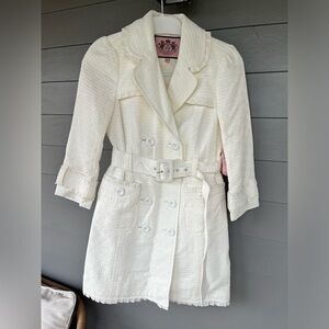 Juicy Couture Vintage Y2K Trench Coat Size XS NWT Perfect Condition Cream